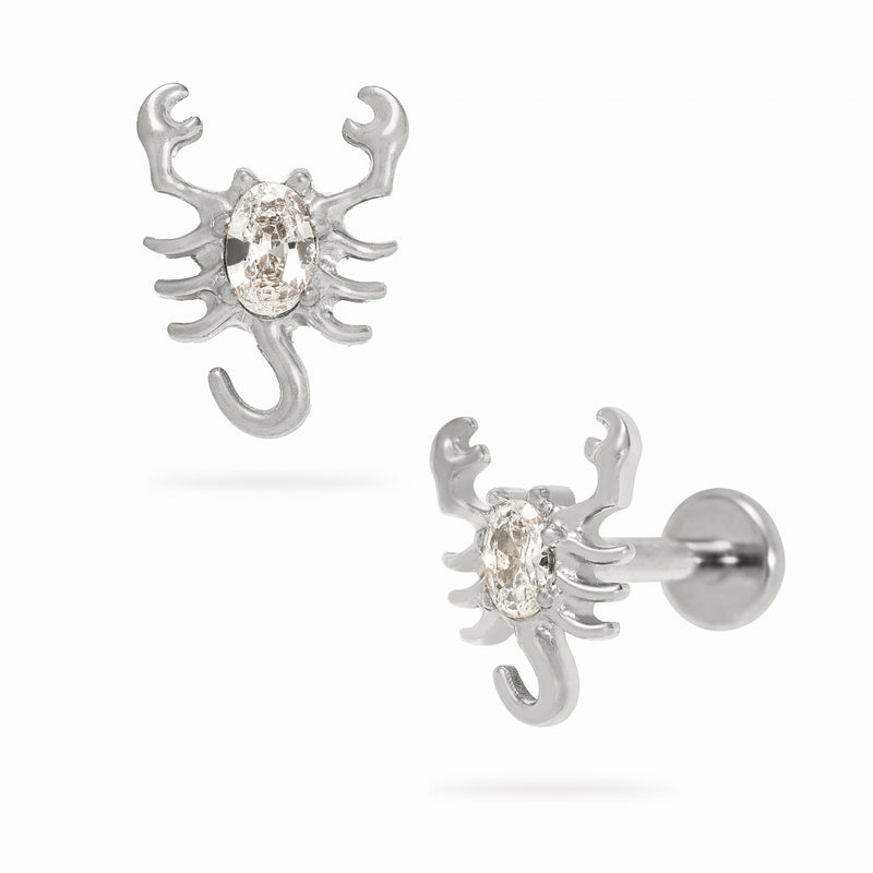 Titanium Internally Threaded Claw-Set Oval Zirconia Scorpion Flatback Stud