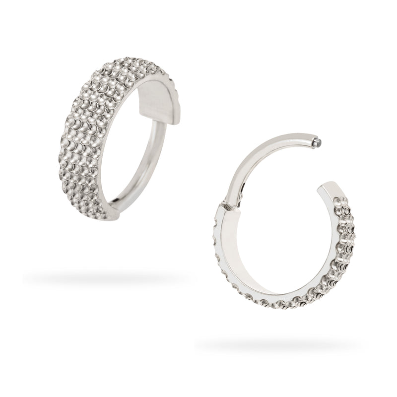 Titanium Hammered Wide Face Hinged Segment Hoop Ring