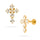 Titanium Internally Threaded Cross Claw Set Pear Zircon Flatback Earrings